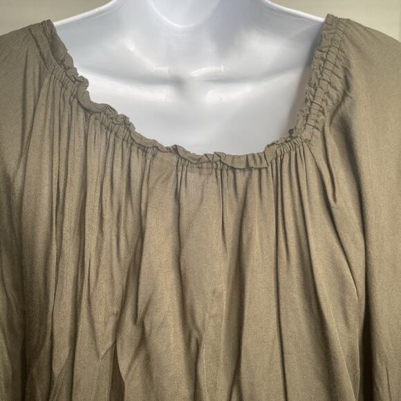 Elan Womens Olive Green Bell Sleeve Boho Top One Size Flowy Neutral Hippie Indie - Picture 11 of 11